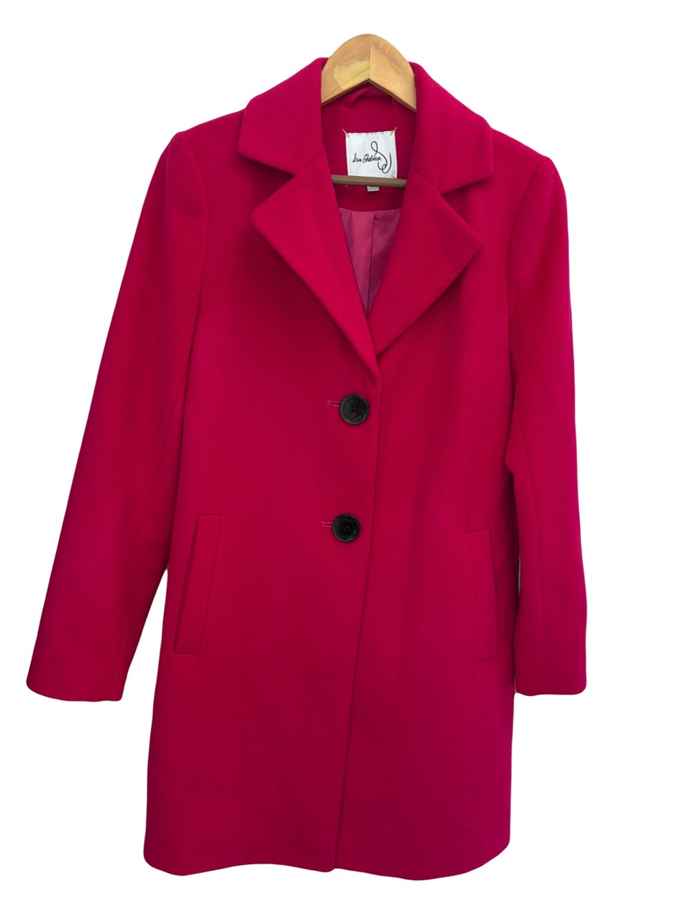 Sam Edelman Hot Pink Magenta Single-Breasted Wool Blend Pea Coat Sz 4 women’s